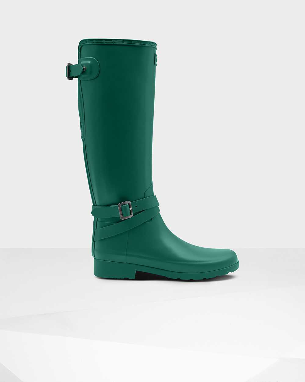 Hunter Refined Slim Fit Adjustable Tall Women's Rain Boots NZ-58811E Dark Green